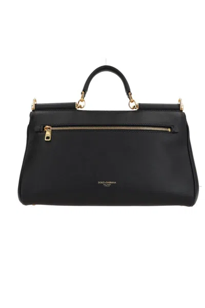 Dolce & Gabbana Black Handbag With Padlock Detail And Adjustable And Removable Shoulder Strap In Leather Woman