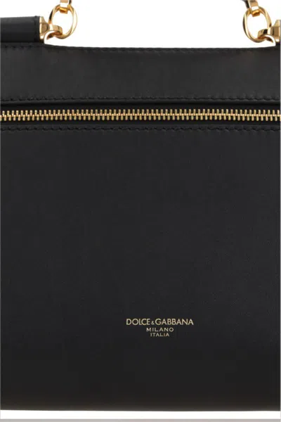Dolce & Gabbana Black Handbag With Padlock Detail And Adjustable And Removable Shoulder Strap In Leather Woman