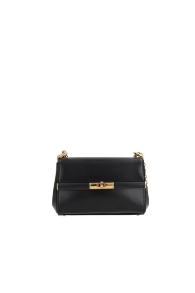 Dolce & Gabbana Marlene Black Shoulder Bag With Twist Lock In Leather Woman
