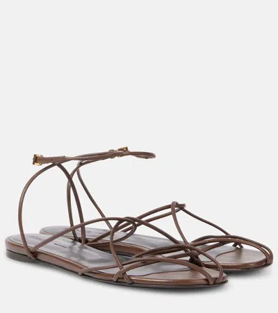Khaite Loulou Leather Sandals In Brown