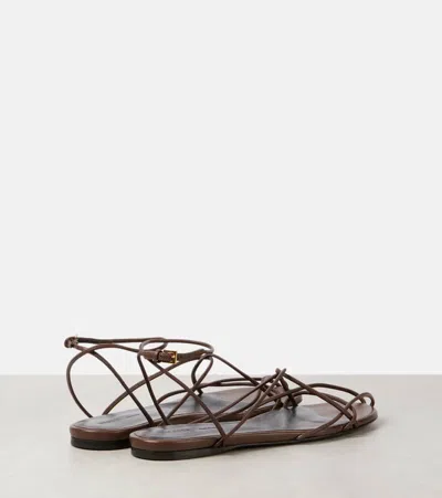 Khaite Loulou Leather Sandals In Brown