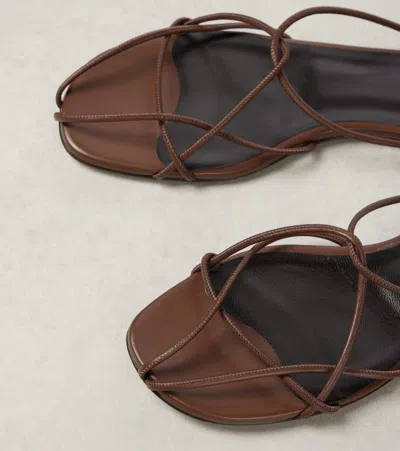 Khaite Loulou Leather Sandals In Brown