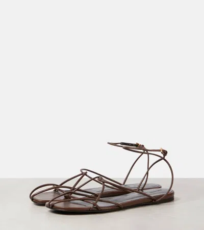 Khaite Loulou Leather Sandals In Brown