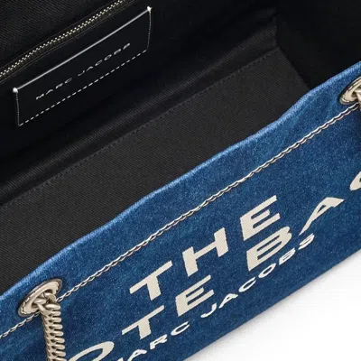 Marc Jacobs The Medium Tote In Blue Denim With Embroidered Logo