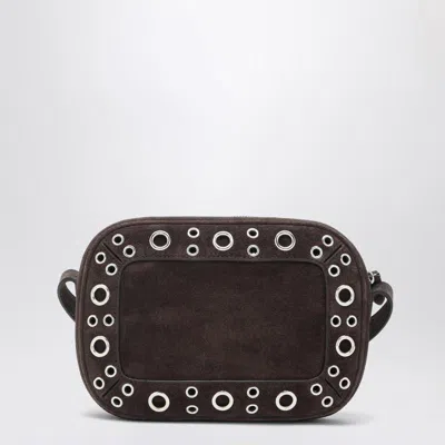 Valentino Garavani Dome-shaped Crossbody Bag With Metallic Eyelets And Adjustable Strap In Brown