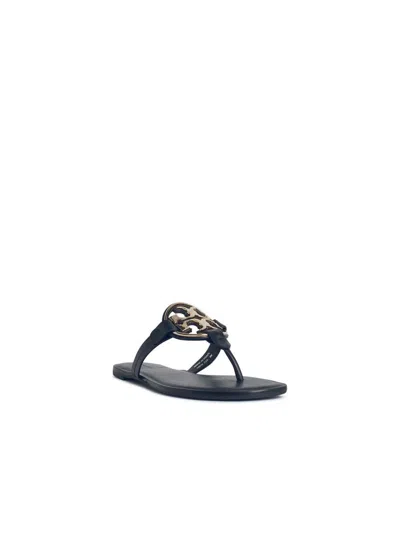 Tory Burch Miller Leather Flats Sandals In Black