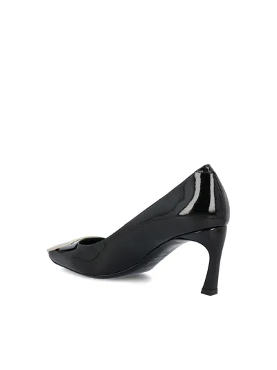 Roger Vivier Belle Vivier T.70 Black Calfskin Pumps With Metal Buckle In Black
