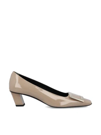 Roger Vivier Belle Vivier 45 Metal Buckle Pumps In Patent Leather In Gray