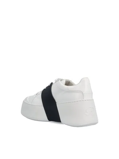 Roger Vivier Viv Skate High Strass Leather Sneakers In White