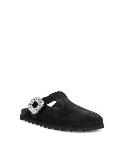 Roger Vivier Minimalist Black Flats With Rounded Toe And Low-profile Sole In Black