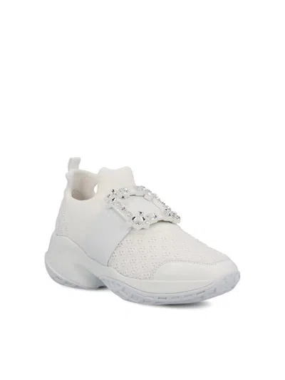 Roger Vivier Viv Crystal Buckle Slip-on Sneaker In White
