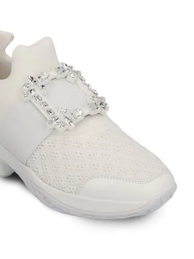 Roger Vivier Viv Crystal Buckle Slip-on Sneaker In White