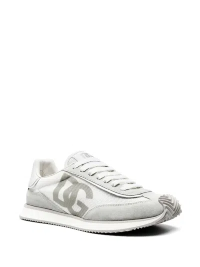 Dolce & Gabbana Two-tone Suede And Mesh Dg Aria Sneakers In Gray