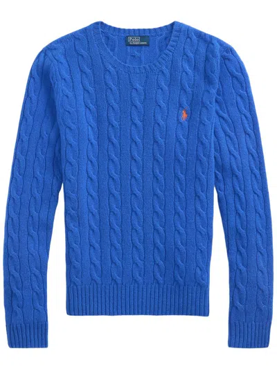 Polo Ralph Lauren Blu Porto Melange Wool And Cashmere Braided Sweater In Blue