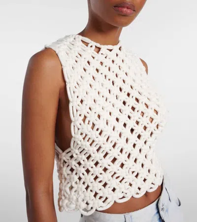 Alaïa Womens Alaia Square Crop Cotton-blend Top In White