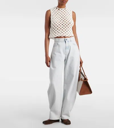 Alaïa Womens Alaia Square Crop Cotton-blend Top In White