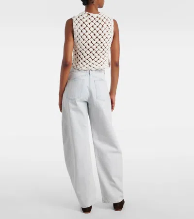 Alaïa Womens Alaia Square Crop Cotton-blend Top In White