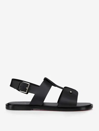 Christian Louboutin Chambeliss Sandal Flats In Black Leather In Black