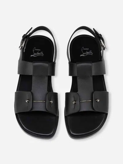 Christian Louboutin Chambeliss Sandal Flats In Black Leather In Black