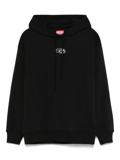 Diesel Hooded Knitwear With Drawstring And Ribbed Cuffs In Black