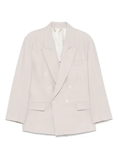 Victoria Beckham Pumice-coloured Double-breasted Jacket In Gray