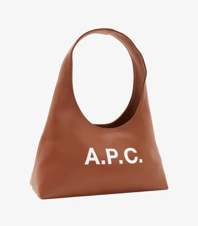 Apc A.p.c. Baby Ninon Shoulder Bag With Logo Print In Brown
