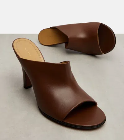 The Row Signum Leather Heeled Mules 90 In Brown