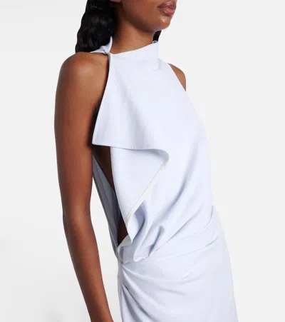 Proenza Schouler Devyn Draped Matte Double Crepe Dress In Blue