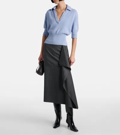 Proenza Schouler Reeve Cotton Knit Polo Shirt In Light Blue