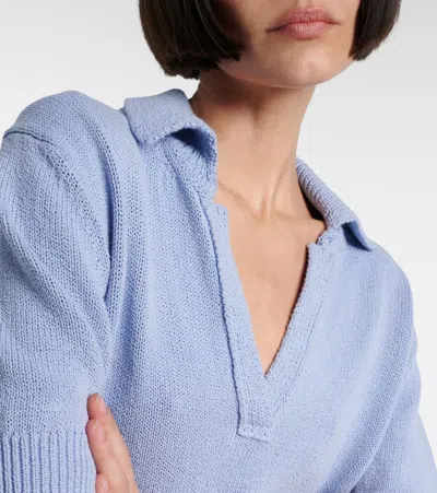 Proenza Schouler Reeve Cotton Knit Polo Shirt In Light Blue