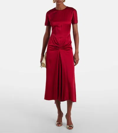 Victoria Beckham Fuchsia Pink Midi Dress With Gathered Waist