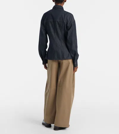 Brunello Cucinelli Lightweight Denim Shirt With Removable Bow