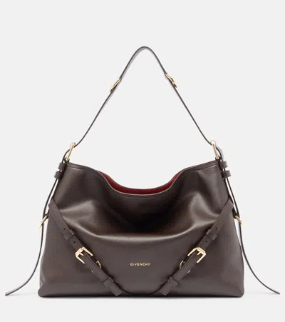 Givenchy Medium Voyou Calfskin Shoulder Bag With Buckle Fastening In Brown