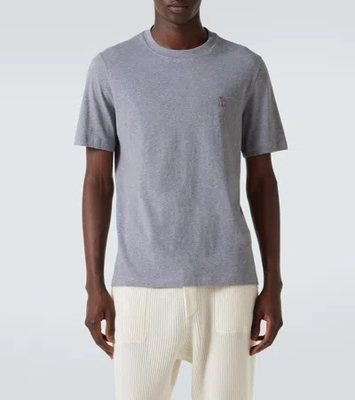 Brunello Cucinelli Cotton Crew Neck T-shirt In Gray