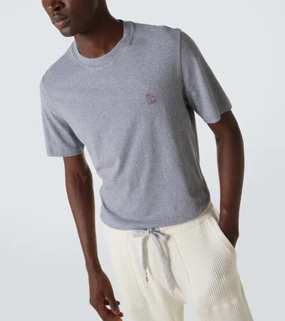 Brunello Cucinelli Cotton Crew Neck T-shirt In Gray