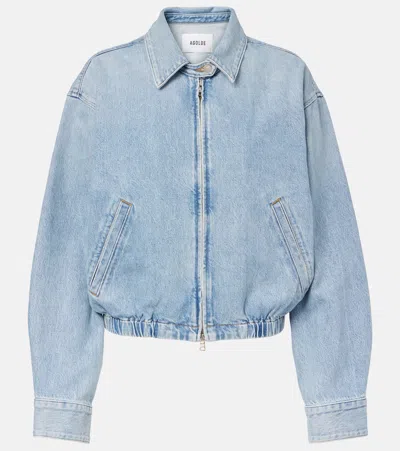 Agolde Nile Zip-front Elastic-waist Denim Jacket In Blue