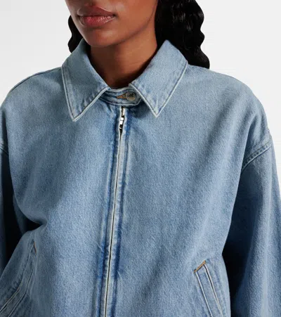 Agolde Nile Zip-front Elastic-waist Denim Jacket In Blue