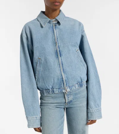 Agolde Nile Zip-front Elastic-waist Denim Jacket In Blue