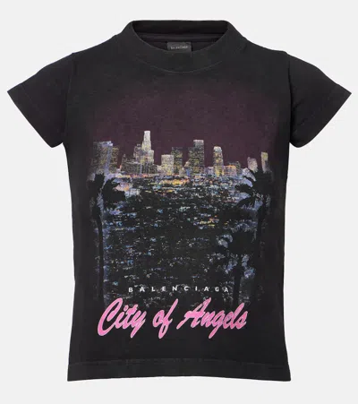 Balenciaga City Of Angels Shrunk T-shirt In Black