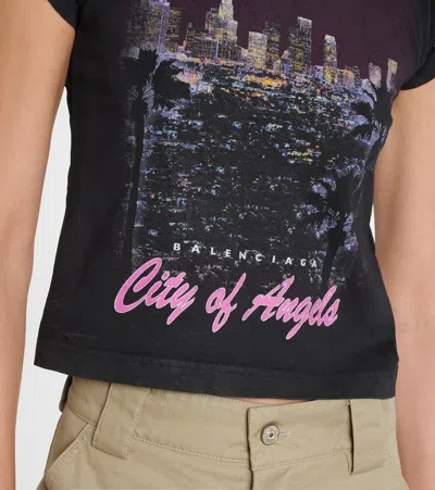 Balenciaga City Of Angels Shrunk T-shirt In Black