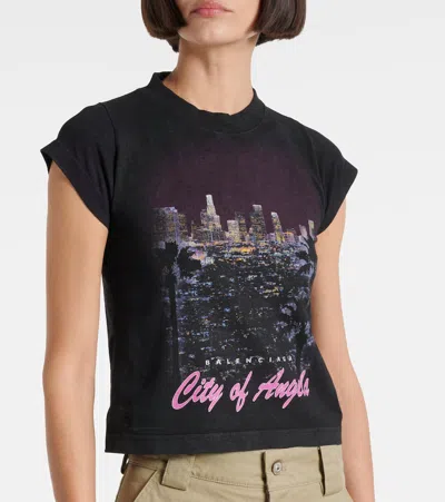 Balenciaga City Of Angels Shrunk T-shirt In Black