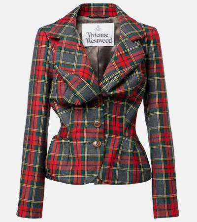 Vivienne Westwood Drunken Jacket With Tartan Wool Pattern In Multi
