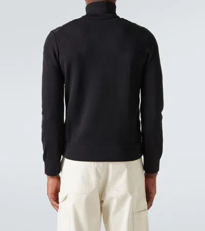 Moncler Wool Blend Tricot Down Jacket In Navy