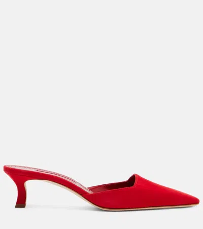 Manolo Blahnik Moiramu Suede Mules