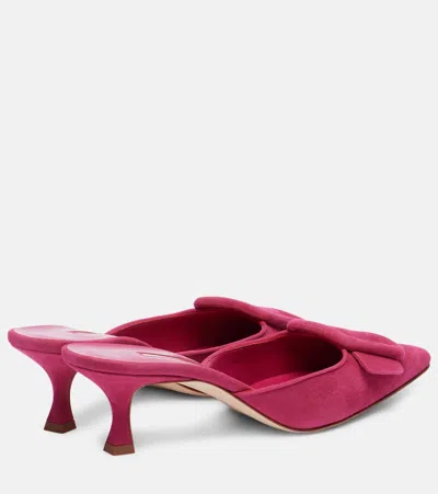 Manolo Blahnik Maysale 50 Buckled Velvet Mules In Red