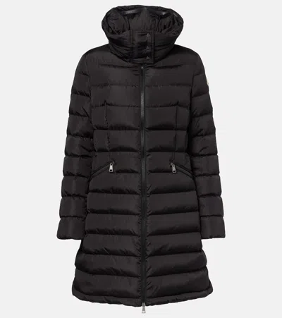 Moncler Black Flammette Down Jacket In Nylon Technique