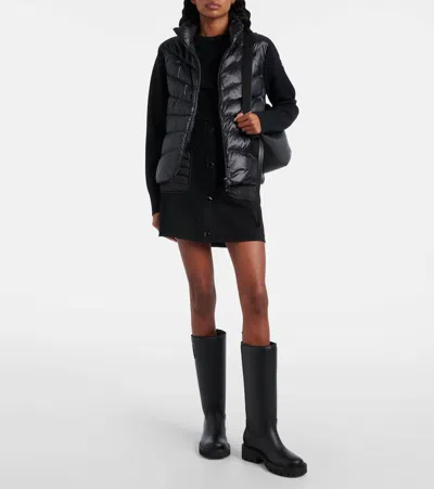 Moncler Womens Black Funnel-neck Brand-patch Regular-fit Shell-down Jacket