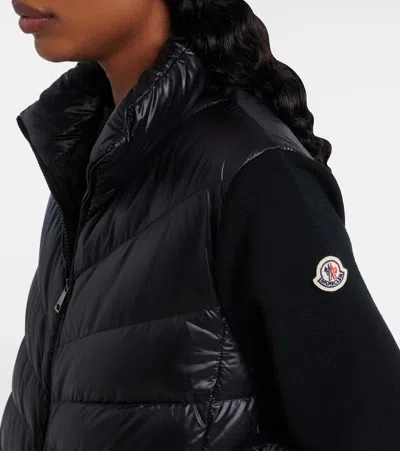 Moncler Womens Black Funnel-neck Brand-patch Regular-fit Shell-down Jacket