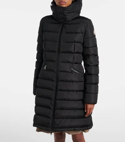 Moncler Black Flammette Down Jacket In Nylon Technique