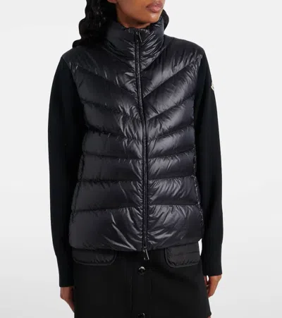 Moncler Womens Black Funnel-neck Brand-patch Regular-fit Shell-down Jacket